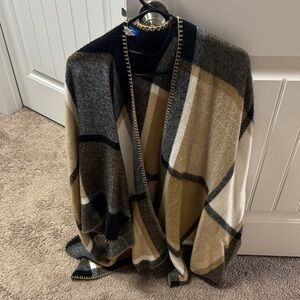 Plaid Open Front Cardigan Sweater